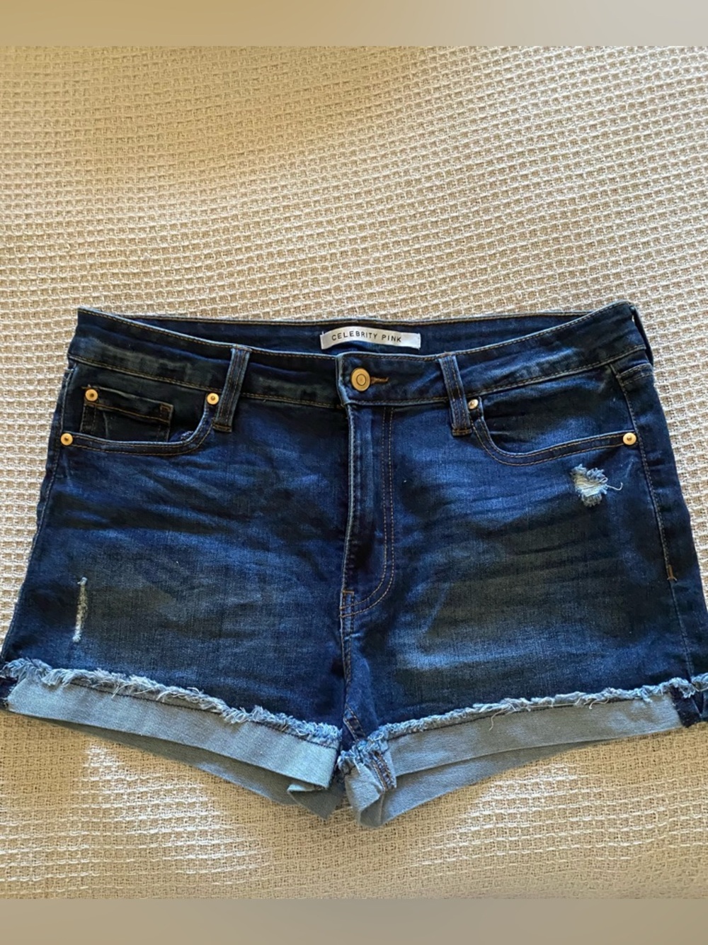 Celebrity Pink Dark Wash Denim Cuffed Shorts